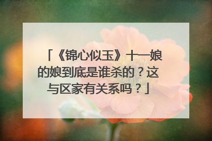 《锦心似玉》十一娘的娘到底是谁杀的？这与区家有关系吗？