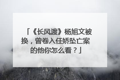 《长风渡》杨旭文被换,曾卷入任娇坠亡案的他你怎么看?
