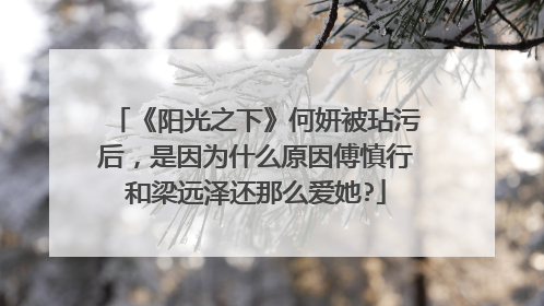 《阳光之下》何妍被玷污后，是因为什么原因傅慎行和梁远泽还那么爱她?