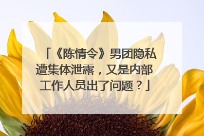 《陈情令》男团隐私遭集体泄露,又是内部工作人员出了问题?
