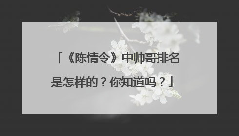《陈情令》中帅哥排名是怎样的？你知道吗？