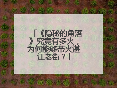 《隐秘的角落》究竟有多火，为何能够带火湛江老街？