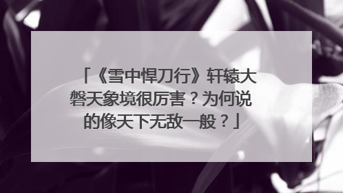 《雪中悍刀行》轩辕大磐天象境很厉害?为何说的像天下无敌一般?