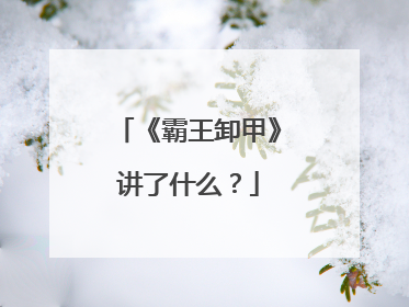 《霸王卸甲》讲了什么？