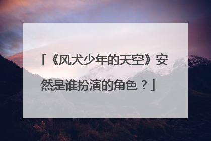 《风犬少年的天空》安然是谁扮演的角色？