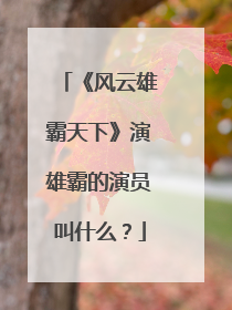 《风云雄霸天下》演雄霸的演员叫什么？