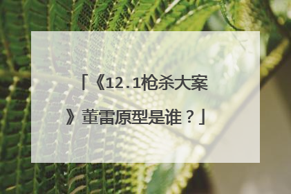 《12.1枪杀大案》董雷原型是谁?