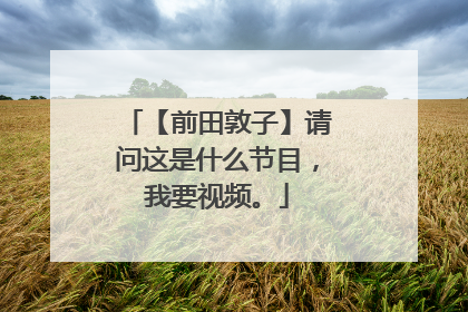 【前田敦子】请问这是什么节目,我要视频。