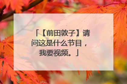 【前田敦子】请问这是什么节目,我要视频。