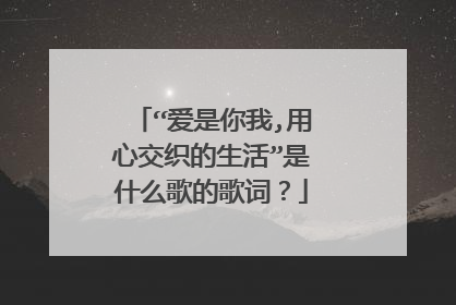 “爱是你我,用心交织的生活”是什么歌的歌词?