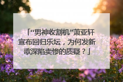 “男神收割机”萧亚轩宣布回归乐坛，为何发新歌深陷卖惨的质疑？