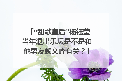 “甜歌皇后”杨钰莹当年退出乐坛是不是和他男友赖文峰有关?