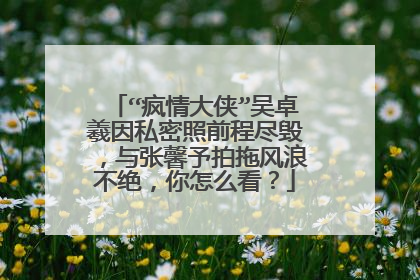 “疯情大侠”吴卓羲因私密照前程尽毁，与张馨予拍拖风浪不绝，你怎么看？