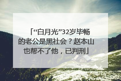 “白月光”32岁毕畅的老公是黑社会？赵本山也帮不了他，已判刑