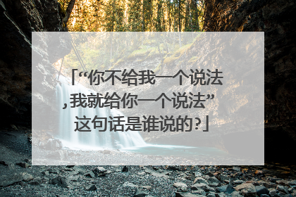 “你不给我一个说法,我就给你一个说法” 这句话是谁说的?