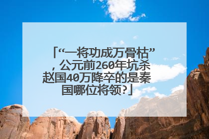“一将功成万骨枯”,公元前260年坑杀赵国40万降卒的是秦国哪位将领?