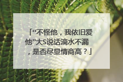 “不怪他，我依旧爱他”大S说话滴水不漏，是否尽显情商高？
