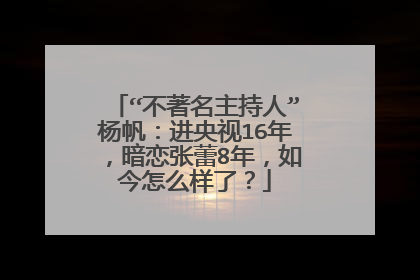 “不著名主持人”杨帆:进央视16年,暗恋张蕾8年,如今怎么样了?