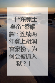 “东莞土皇帝”梁耀辉：连续两年登上胡润富豪榜，为何会被抓入狱？