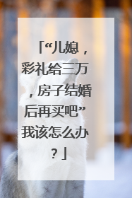 “儿媳,彩礼给三万,房子结婚后再买吧”我该怎么办?