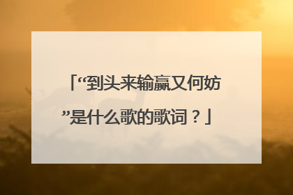 “到头来输赢又何妨”是什么歌的歌词?