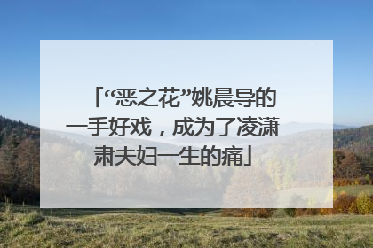 “恶之花”姚晨导的一手好戏，成为了凌潇肃夫妇一生的痛