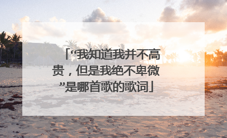 “我知道我并不高贵,但是我绝不卑微”是哪首歌的歌词
