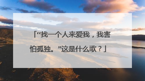 “找一个人来爱我，我害怕孤独。”这是什么歌？
