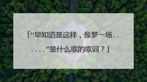 “早知道是这样，像梦一场......”是什么歌的歌词？