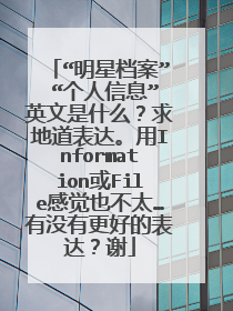 “明星档案” “个人信息”英文是什么？求地道表达。用Information或File感觉也不太…有没有更好的表达？谢