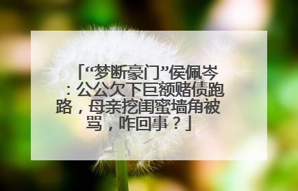 “梦断豪门”侯佩岑：公公欠下巨额赌债跑路，母亲挖闺蜜墙角被骂，咋回事？