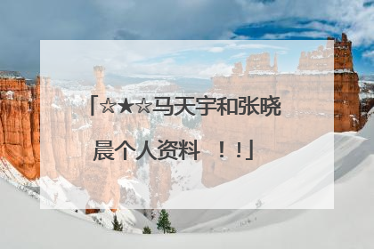 ☆★☆马天宇和张晓晨个人资料 ！!