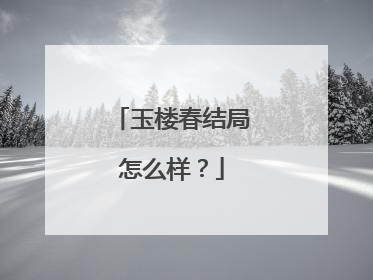 玉楼春结局怎么样？