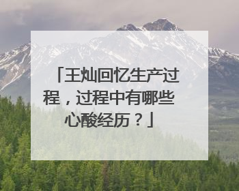 王灿回忆生产过程,过程中有哪些心酸经历?