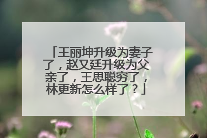 王丽坤升级为妻子了，赵又廷升级为父亲了，王思聪穷了，林更新怎么样了？