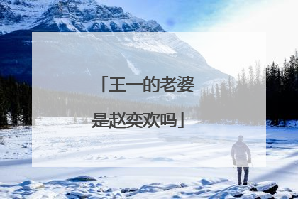 王一的老婆是赵奕欢吗