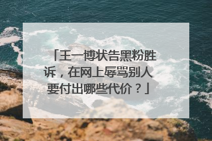 王一博状告黑粉胜诉，在网上辱骂别人要付出哪些代价？