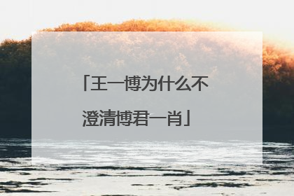 王一博为什么不澄清博君一肖