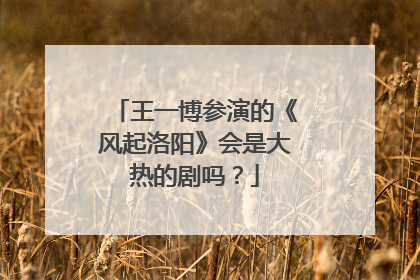 王一博参演的《风起洛阳》会是大热的剧吗？