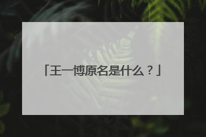 王一博原名是什么？