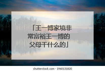 王一博家境非常富裕王一博的父母干什么的