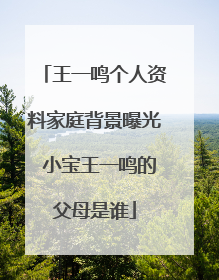 王一鸣个人资料家庭背景曝光 小宝王一鸣的父母是谁