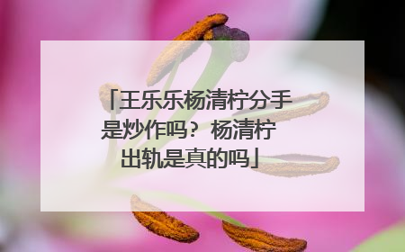 王乐乐杨清柠分手是炒作吗? 杨清柠出轨是真的吗