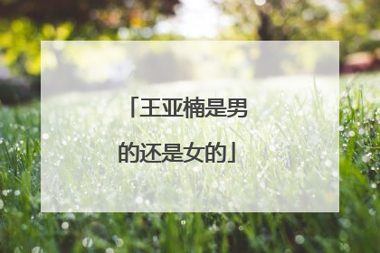 王亚楠是男的还是女的