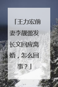 王力宏前妻李靓蕾发长文回应离婚，怎么回事？