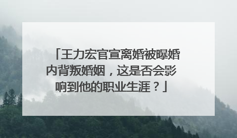 王力宏官宣离婚被曝婚内背叛婚姻，这是否会影响到他的职业生涯？