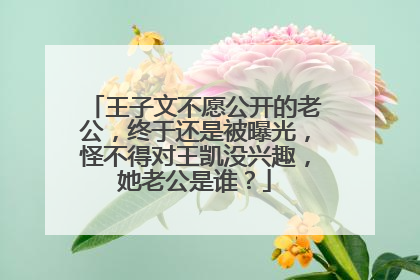 王子文不愿公开的老公，终于还是被曝光，怪不得对王凯没兴趣，她老公是谁？