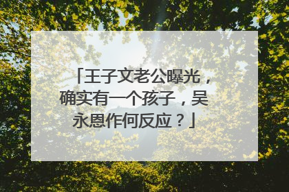 王子文老公曝光，确实有一个孩子，吴永恩作何反应？
