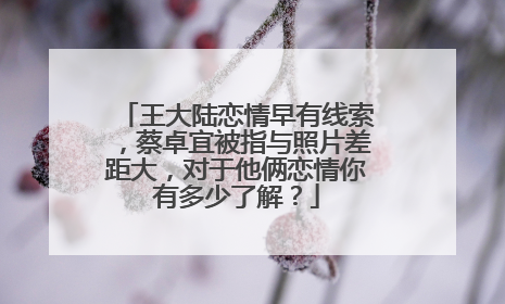 王大陆恋情早有线索，蔡卓宜被指与照片差距大，对于他俩恋情你有多少了解？