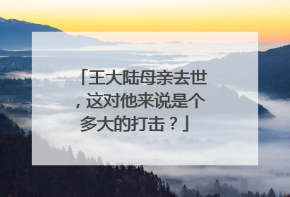 王大陆母亲去世，这对他来说是个多大的打击？
